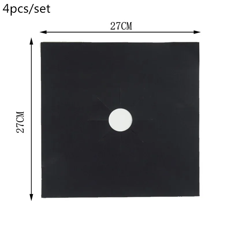 4pcs black 2/4/6 шт. газовых плит горелки Стекло волокна газовый протекторы для плиты плита горелки антипригарным Pad Кухня многоразовая плита чехлы - Цвет: 4pcs black