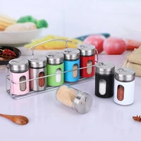 kitchen camping barbecue glass storage gadget sets for cumin chili condiment salt seasoning pepper spices jars bottles container