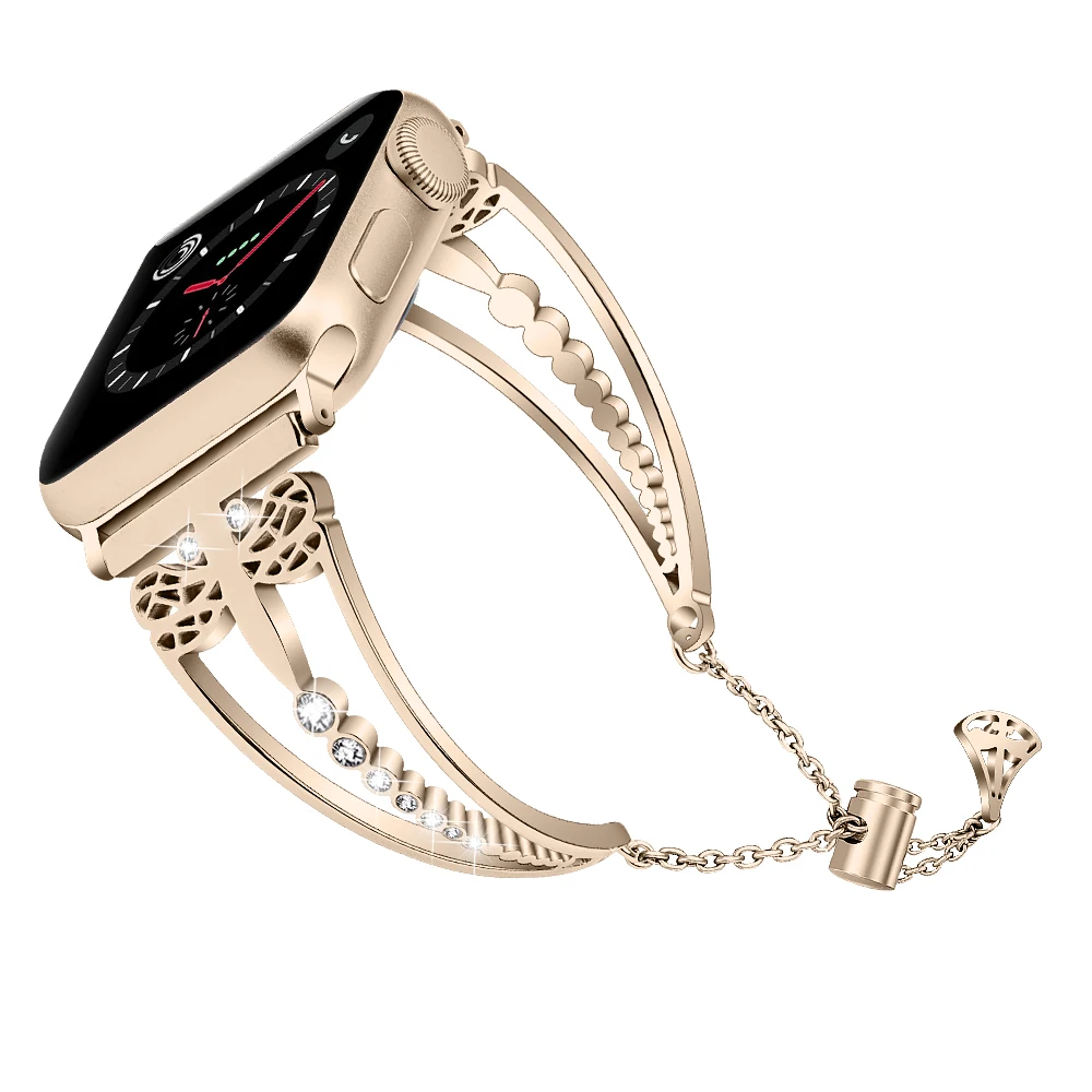 Алмазный браслет для Apple Watch Series 4 3 2 1 ремешок iWatch 38 мм 42 40 44 часов с кристаллами