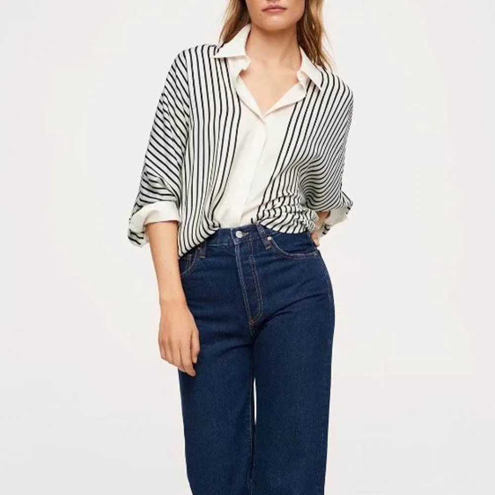 

Za Women's 2021 Fall New Striped Printed Long Sleeve Shirt Casual Fashion All-match Short Female Blouse Chic