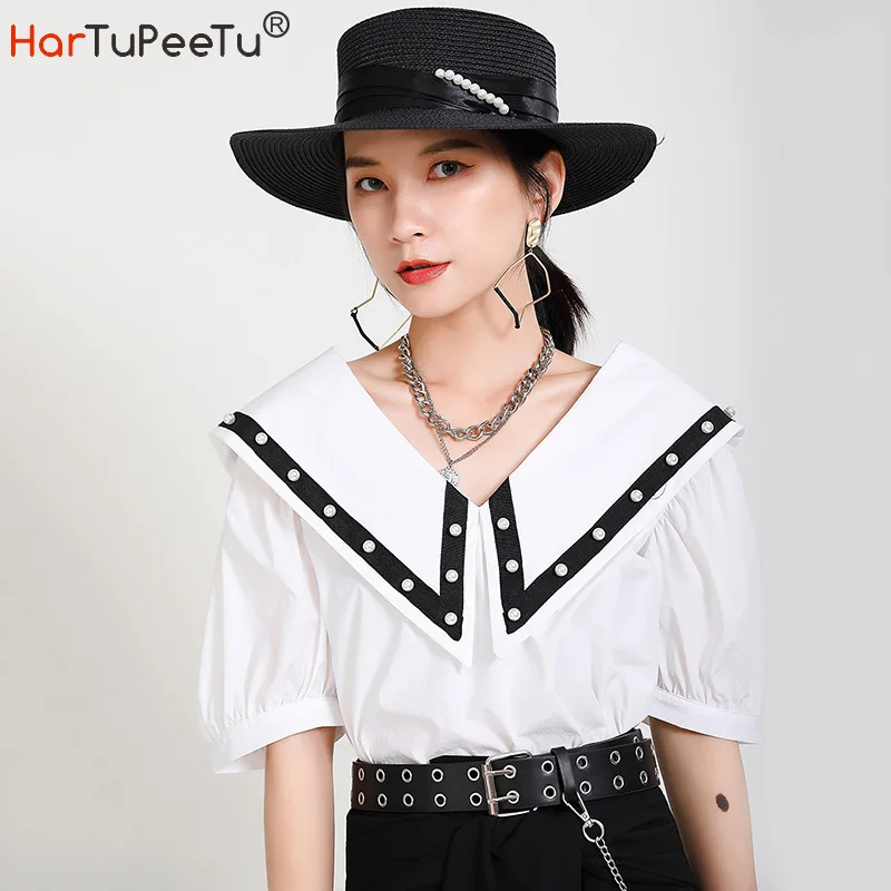 Блузка женская белая черная с завязками спереди и сзади | Женская одежда