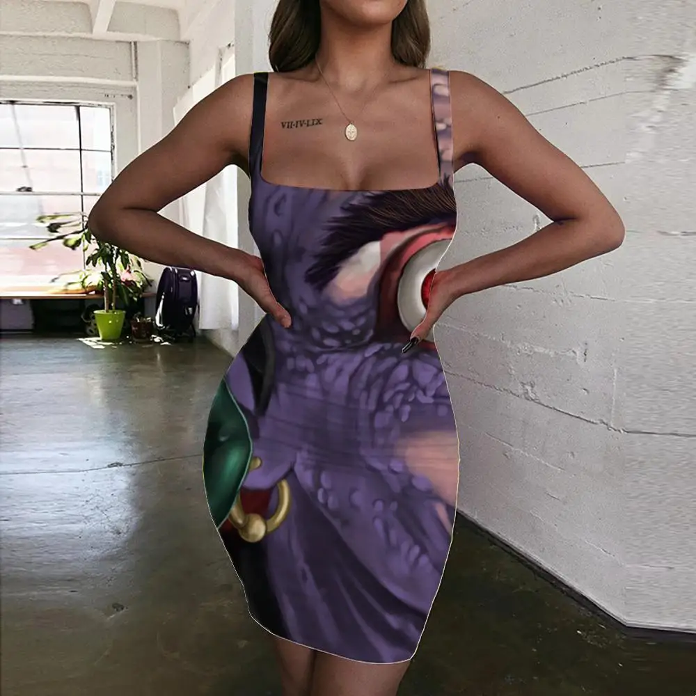 

Giyu Brand Clown Dress Women Cosplay Bodycon Dress Hip Hop Halter Sleeveless Womens Clothing Summer Beach Korean Style Femme