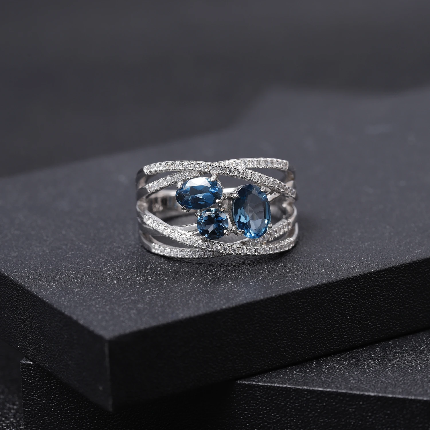 GEM'S BALLET, классика, 1.83Ct, натуральный Лондон, голубой топаз, кольца, 925 пробы, серебро, драгоценный камень, палец, кольцо для женщин, хорошее ювелирное изделие