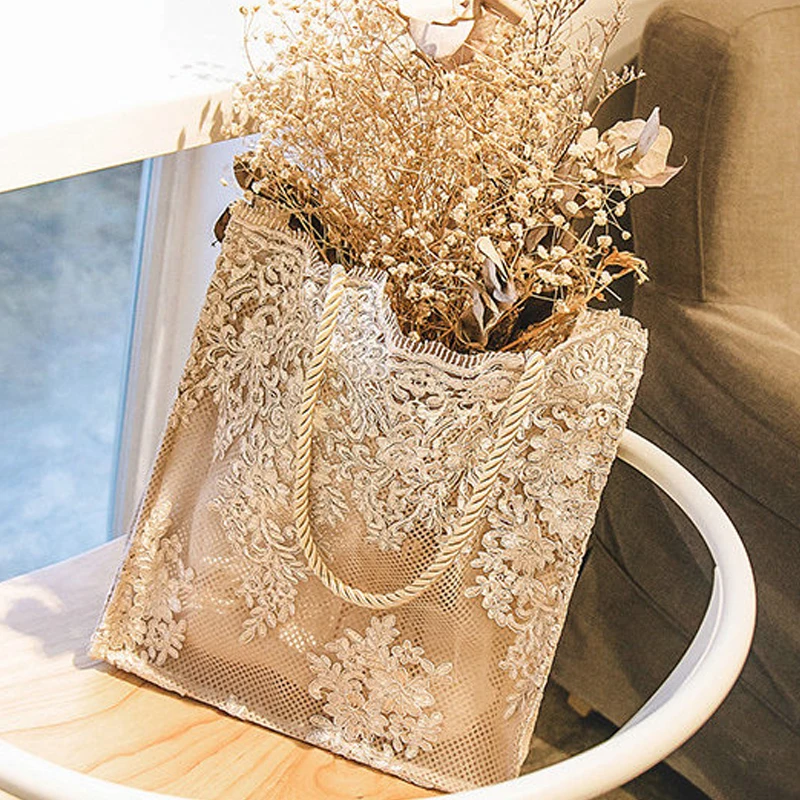 

Роскошная Повседневная Сумка-тоут, простая сумка через плечо из натурального кружева с вышивкой, праздничная пляжная женская дизайнерская ...