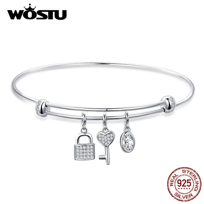 Женский браслет из серебра с фианитами брелком|Гибкие и жесткие браслеты| |