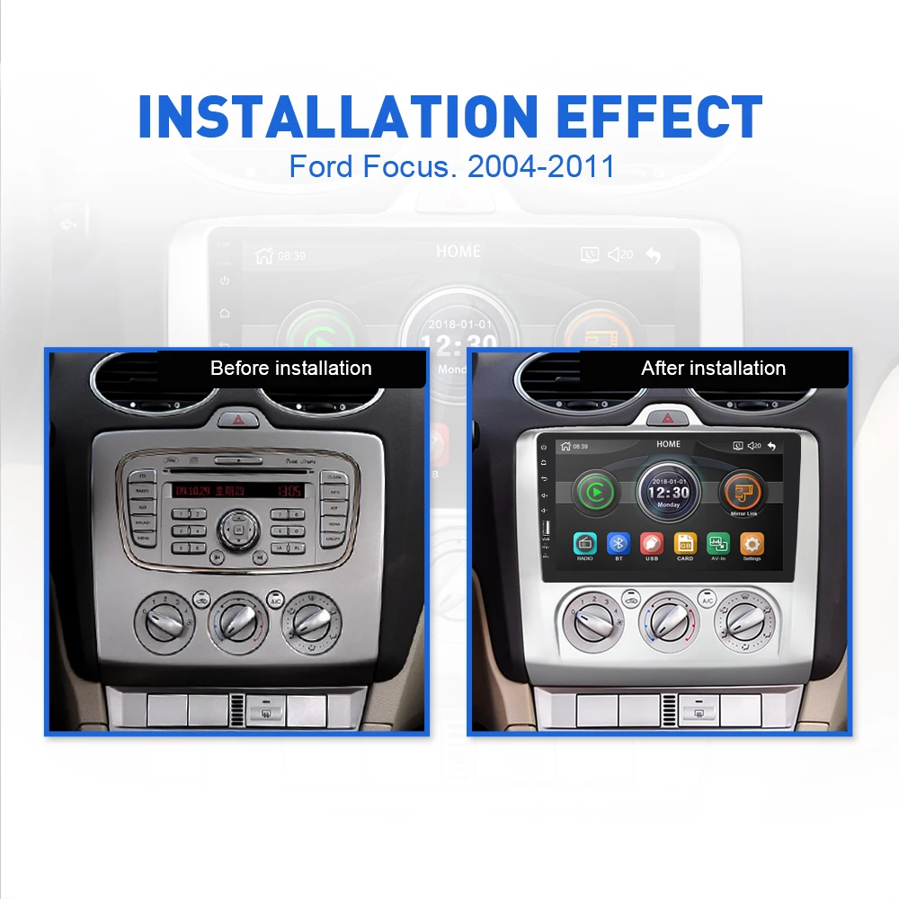 Автомагнитола One Din 9 дюймов 1024*600 с зеркальной связью Android для Ford Focus 2004 2005 2006 2007 2008