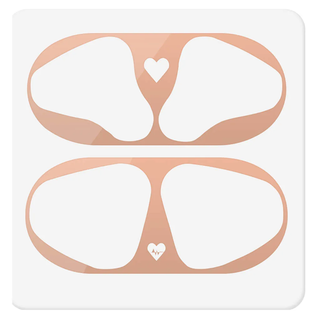rose gold heart Один комплект, металлическая Пылезащитная наклейка для Apple AirPods, чехол, пылезащитная защитная наклейка, защитная пленка для Air Pods, аксессуары - Цвет: rose gold heart