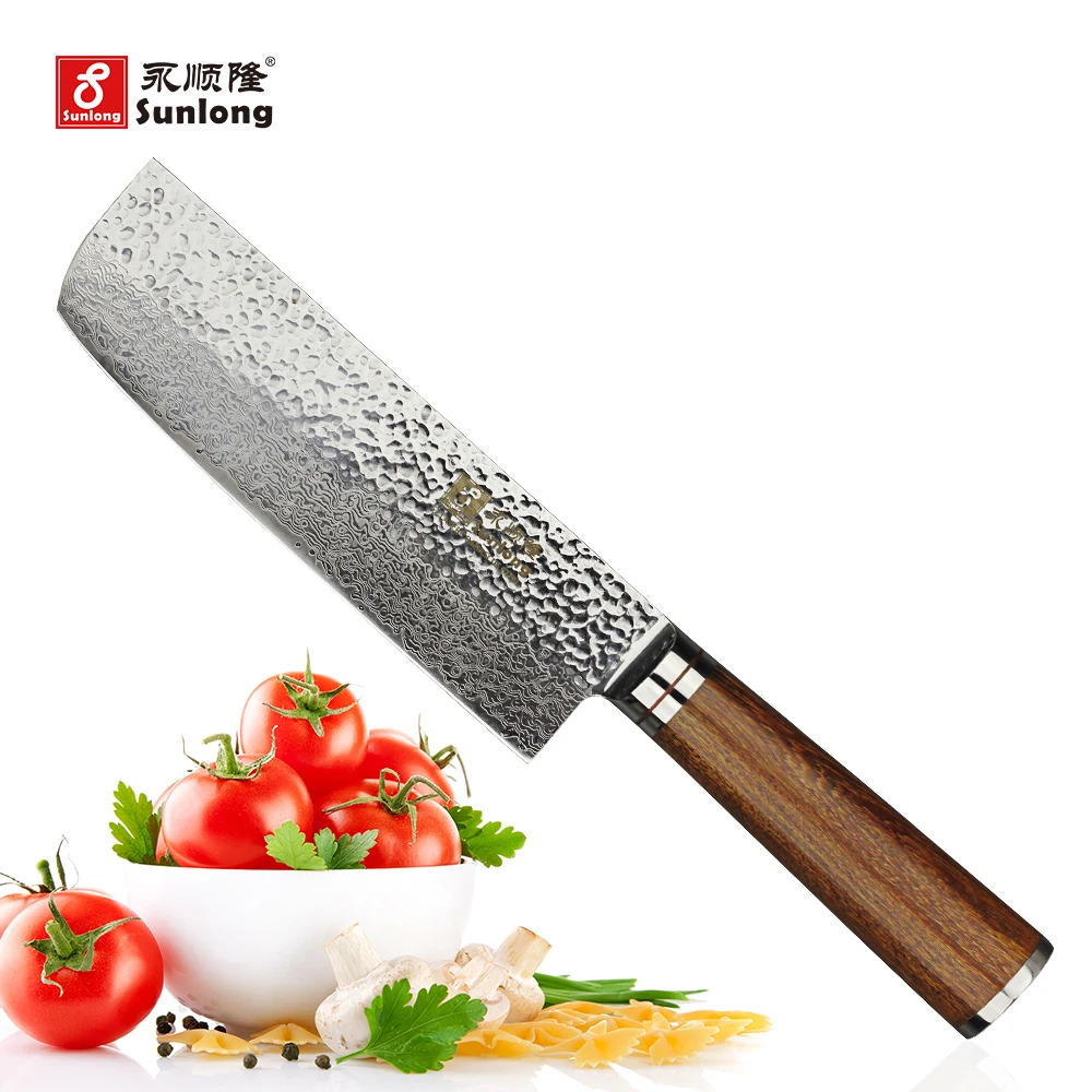 Sunlong Nakiri 6 5 дюймов Usuba японский молоток 67 слоев Дамасская сталь нож для мяса ручка