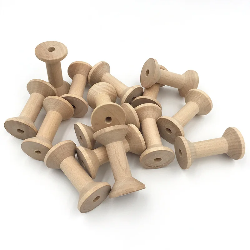 

10pcs 40x22mm DIY Crafts Empty Wood Bobbin Spools For Thread Wire Needlework Sewing Accessories Natural Color