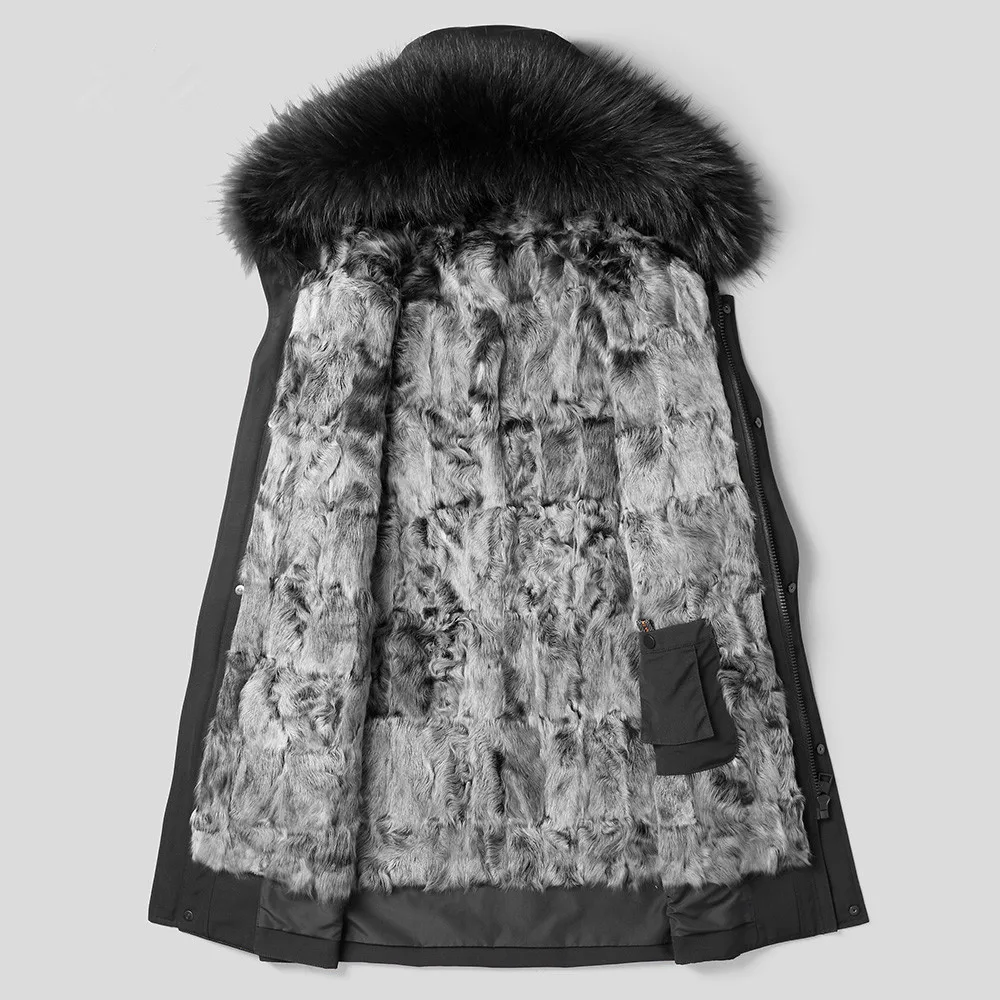 Мужское пальто с натуральным мехом зимняя куртка из натуральной шерсти парка