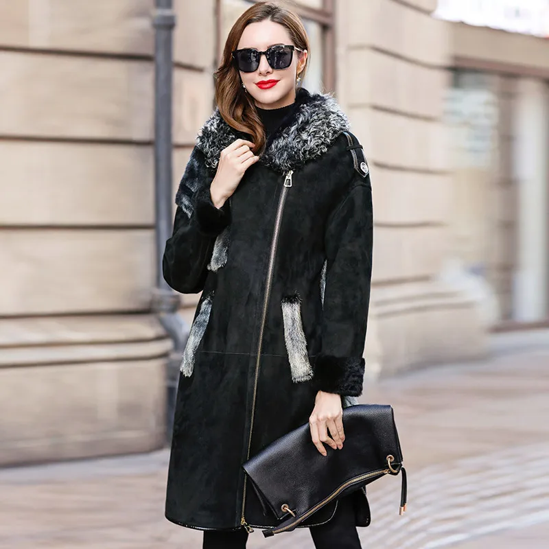 Двустороннее роскошное меховое пальто 2020 зимнее женское натуральное из натуральной овчины MY4568|Шубы и