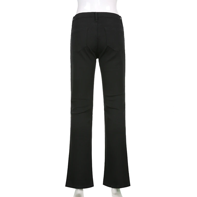 

Fashion Straight Y2K Split Jeans For Girls Stylish Chic 2021Summer High Waist Vintage Trouser Frmale Women's Denim Pants Capris