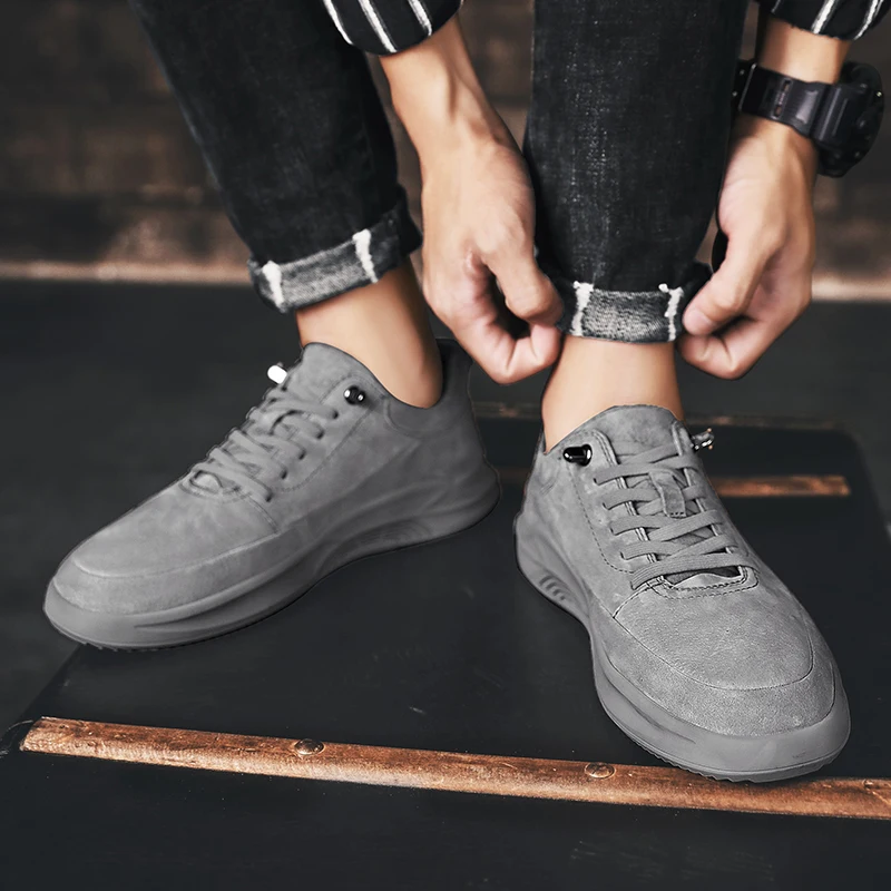 Мужские кроссовки на плоской подошве кожаные Уличная обувь для молодежи | Обувь