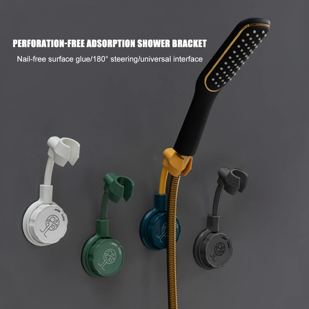 

Seamless Shower Head Fixed Base Hook Punch Free Shower Mounting Bracket Holder Adjustable Wall Mount Bathroom Accessories