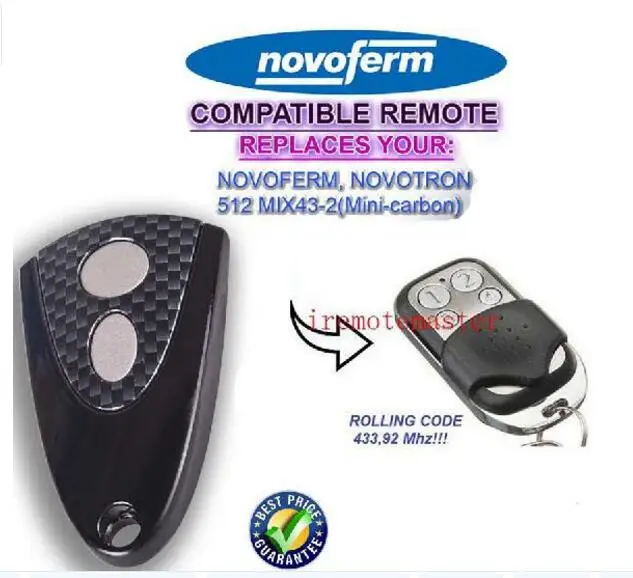 2020 Новый NOVOFERM NOVOTRON 502 MAX43 2 504 4 запасной пульт дистанционного 433 92 МГц двери гаража