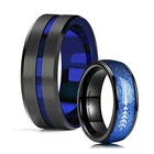 Модное обручальное кольцо 8 мм из карбида вольфрама для мужчин, кольцо со скошенными краями и голубым желобом, 2021