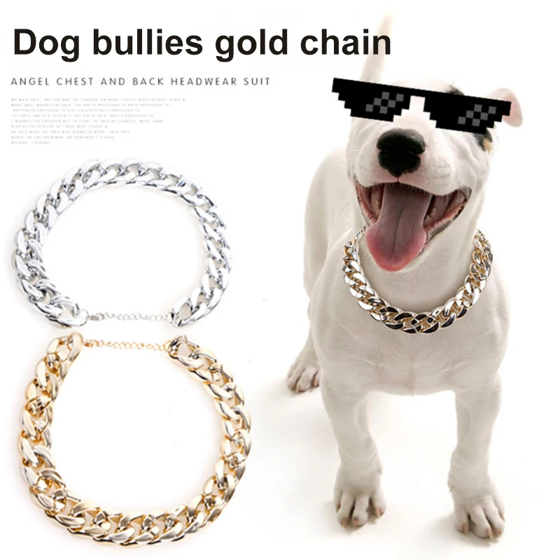 

Dog Chain Collars Plastic Pet Choke Gold Pet Dog Bully Necklace For Pitbull Bulldog Collar Collar Dogs Silver Gold Show Collar