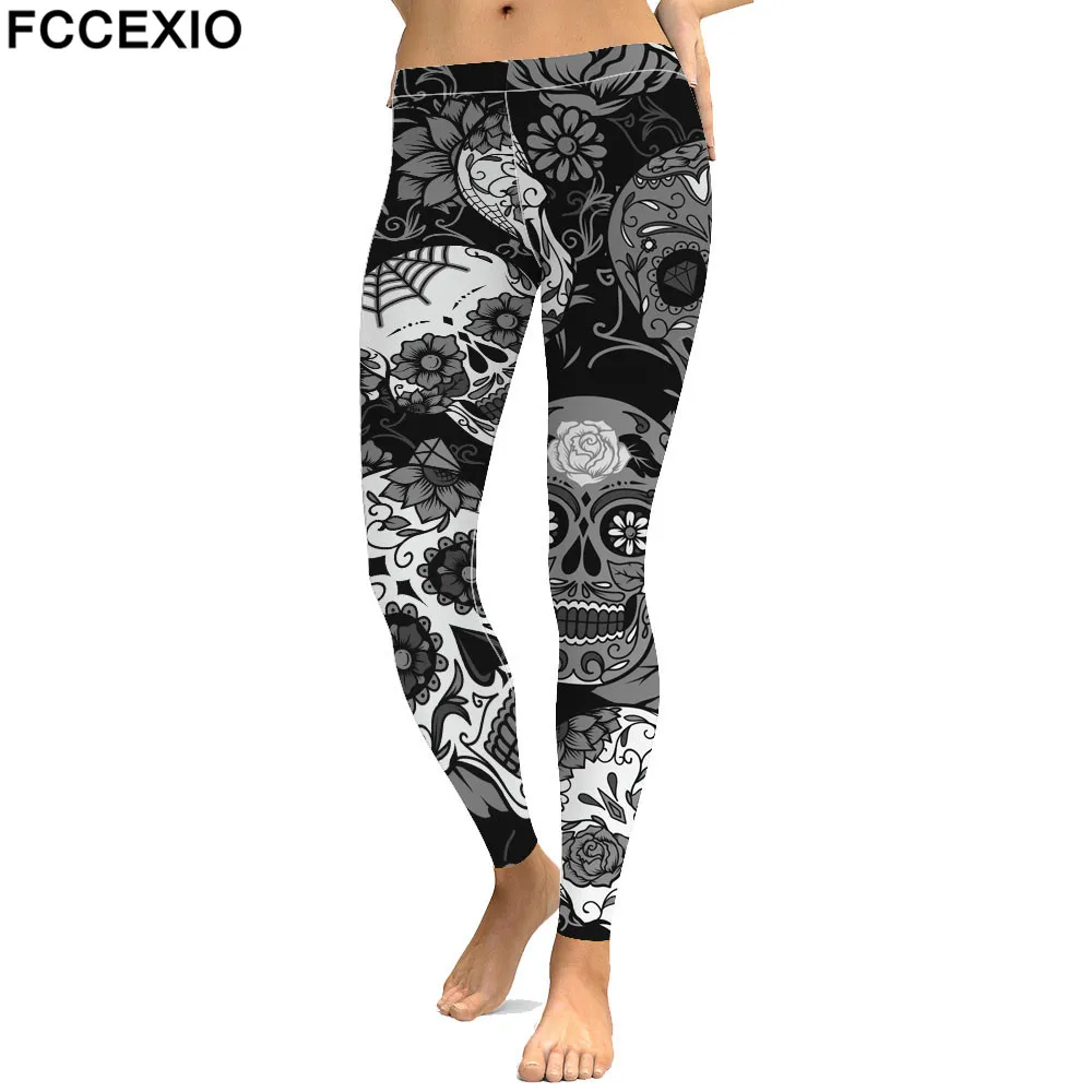 Женские леггинсы в готическом стиле с 3d черепом|Легинсы| |