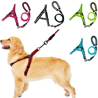 medium large dog harness leash set designer reflective light durable pet walking husky harness pet products collar accessories