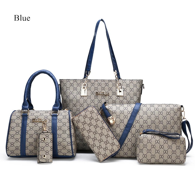 2019 новые женские Сумки из искусственной кожи 6 комплектов модные дизайнерские