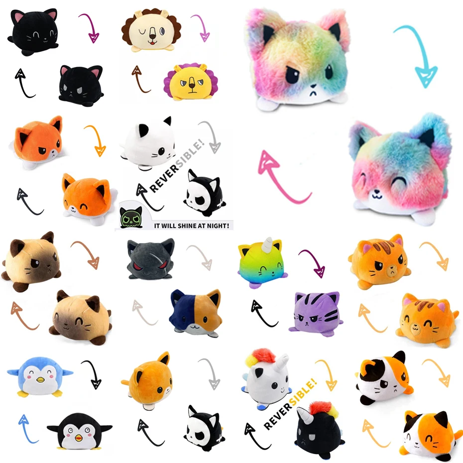 Милый мультяшный двусторонний Кот с откидной крышкой двухсторонний мягкая