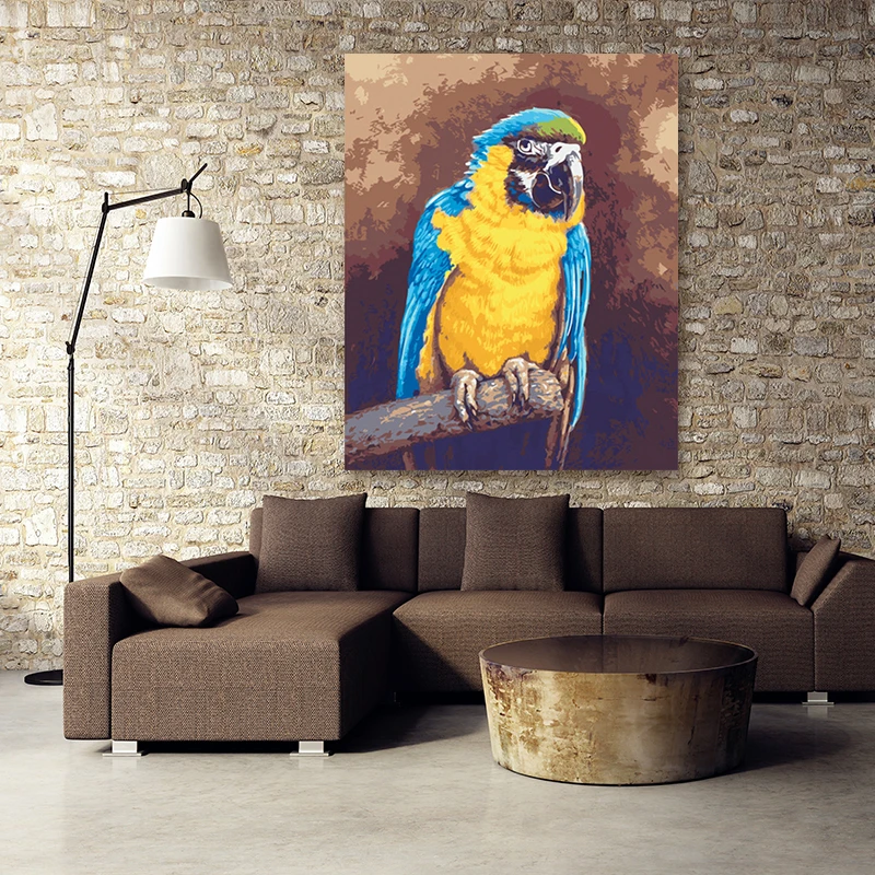 Животное птица Макау живопись по номерам прекрасный умный разноцветный попугай