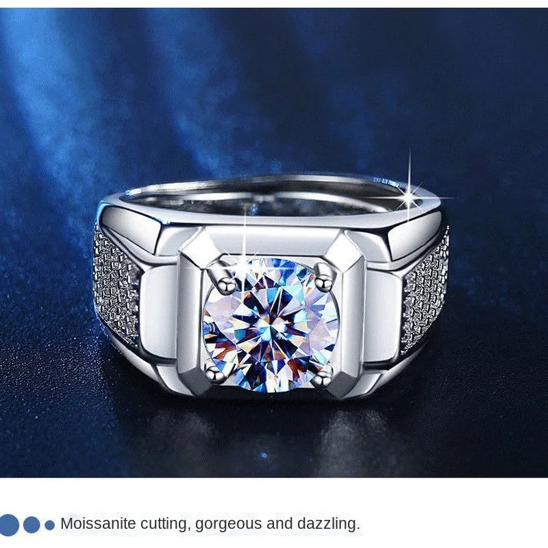 Мужское обручальное кольцо 1ct Платиновое властительное с имитацией муассанита