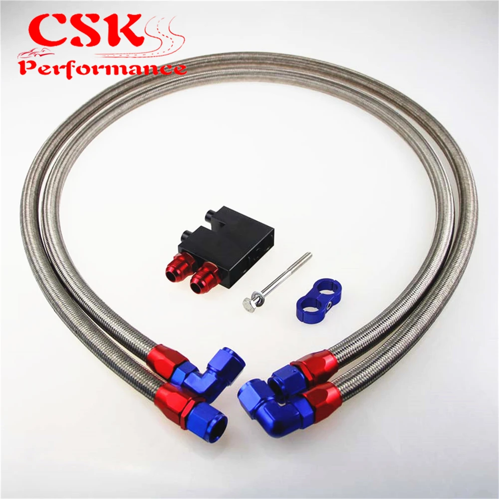 AN10 фильтр Сэндвич-адаптер + нейлоновая оплетка или SS маслопровод Подходит для BMW