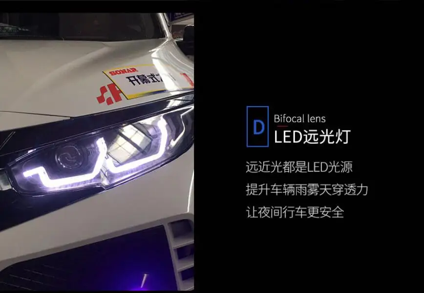 2019y автомобильный бупмер головной свет для Honda Civic автомобильные аксессуары светодиодный DRL галогенный/HID ксенон, противотуманная фара для Civic