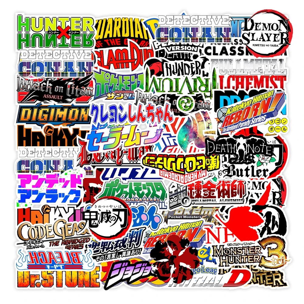 103050pcs mixed anime logo graffiti stickers water bottle fridge laptop waterproof cartoon cool decals sticker packs kid toys free global shipping