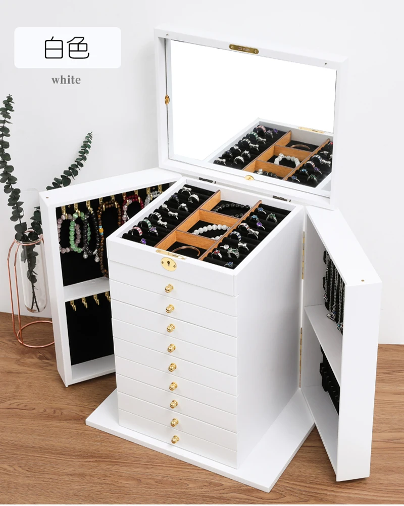 Шкатулка для ювелирных изделий коробка из массива дерева с замком подвешивания