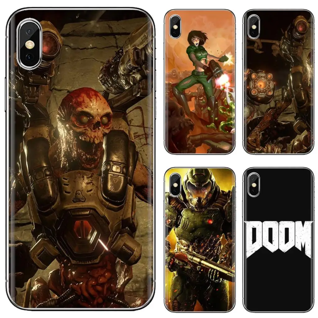 

For iPhone 10 11 12 Pro Mini 4S 5S SE 5C 6 6S 7 8 X XR XS Plus Max 2020 Silicone Cover Doom-cool-C-skull-game