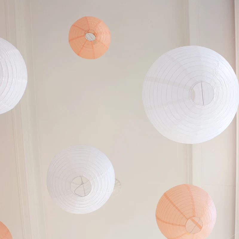 10 шт. в наборе белый и персиковый китайский бумажный фонарик шар круглый фонарь