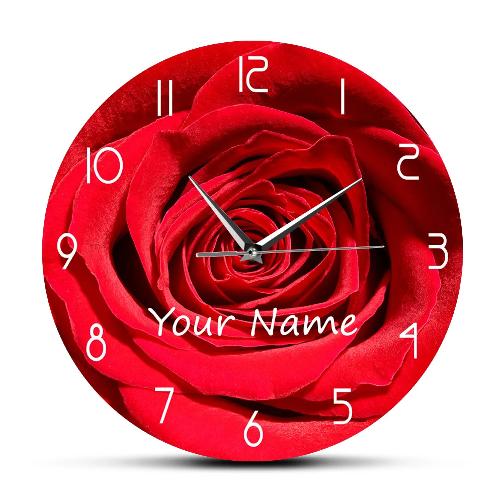 Настенные часы с красными розами и принтом под заказ Современный Цветочный декор