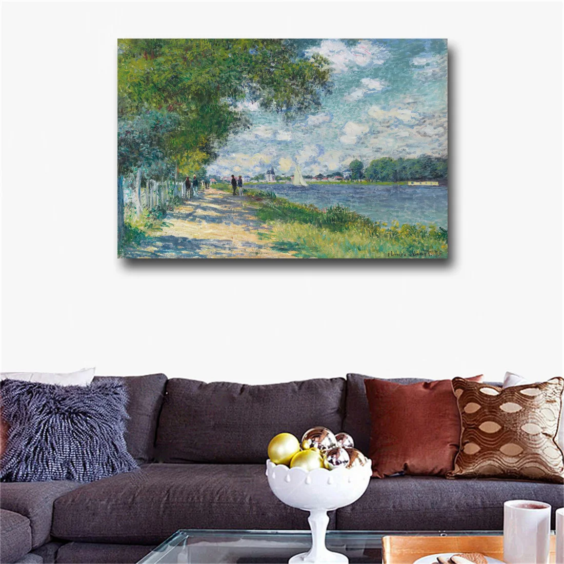 HD Печать Клода Мона сена в Argenteuil Импрессионистский пейзаж картина маслом на