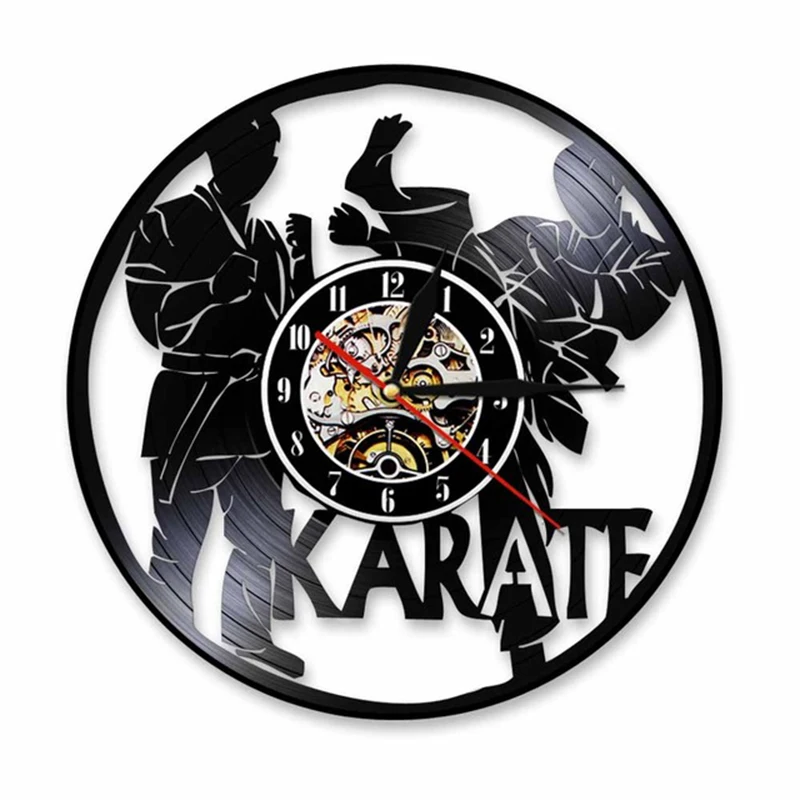 

International Karate CD Vinyl Record Wall Clock LED DIY Removable Art Watch Clock Home Decorative Room Decor