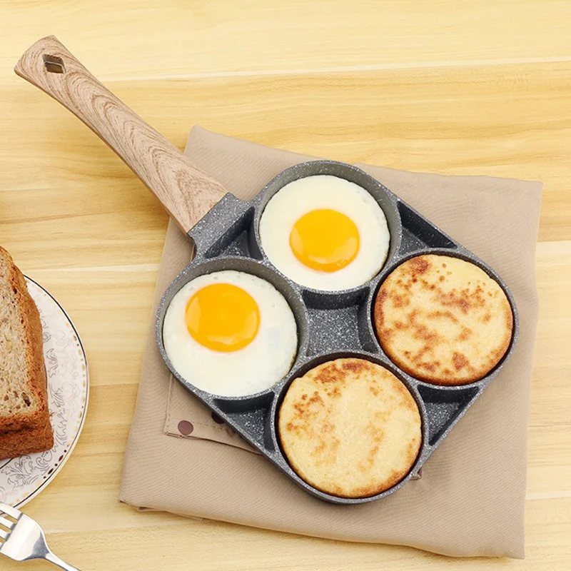

4 чашки сковорода для яиц с антипригарным Алюминий покрытие Яйцо Сковородка сковородка для жарки Сковорода для блинов многоцелевой для обж...
