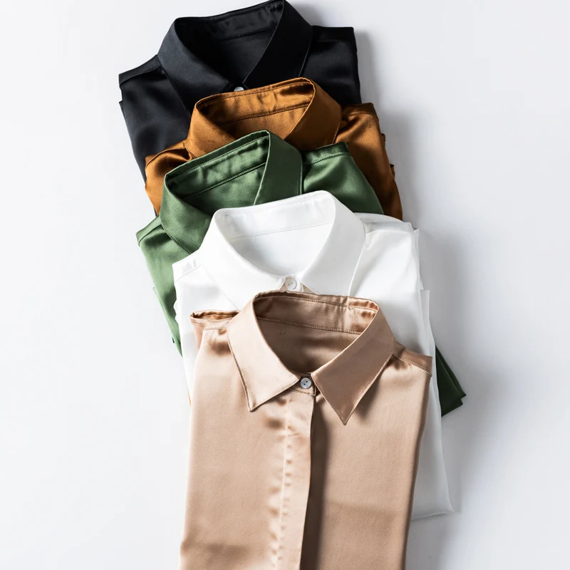 Высококачественная рубашка женская новая шелковая блузка из шелка тутового