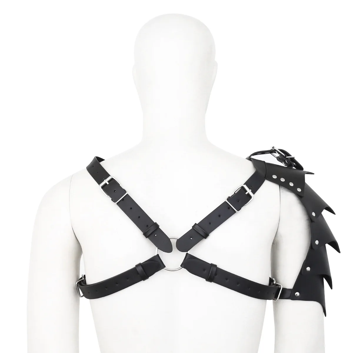 

Fetish Men Gay Neck Harness Belts Leather Body Pauldrons PU Cosplay Role Play Fetish Costume Bondage Cage Bra Body Chest Cage