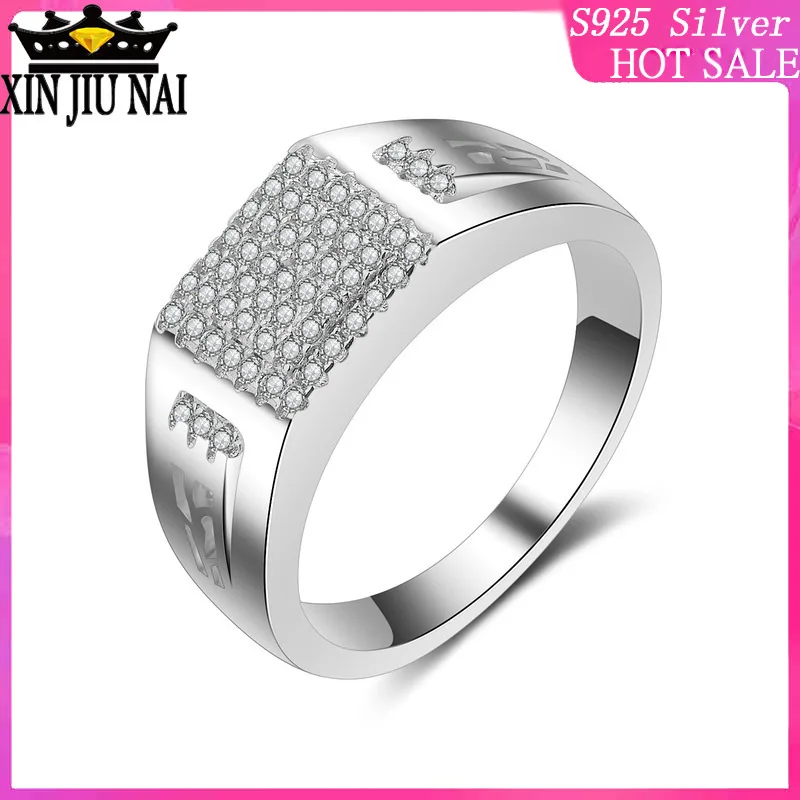 

Simulation diamond ring men's ring micro inlay luxury ring hollow relief new men's wide ring
