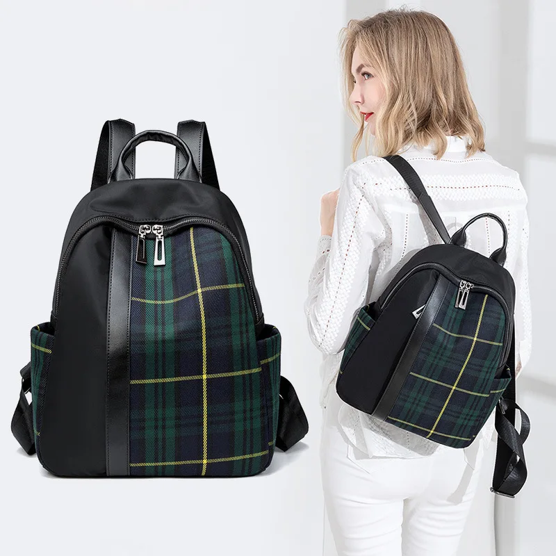 

Check Pattern Backpack Women 2021 Spring New Korean Version Easy To Take Large-capacity Oxford Cloth Backpack Travel Bag