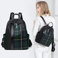 check pattern backpack women 2021 spring new korean version easy to take large capacity oxford cloth backpack travel bag