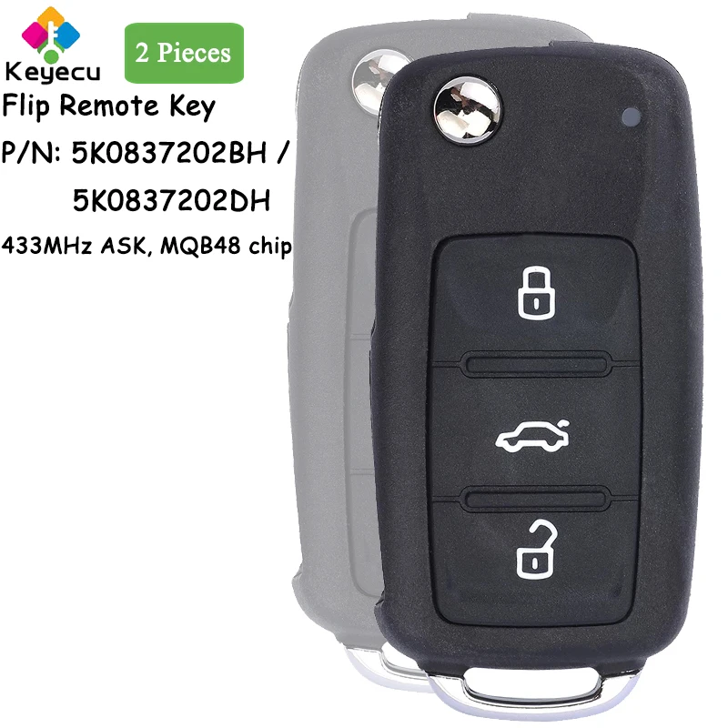Пульт дистанционного управления KEYECU для VW Caddy Transporter Beetle Jetta Sharan Scirocco Polo Tiguan 2 шт. MQB