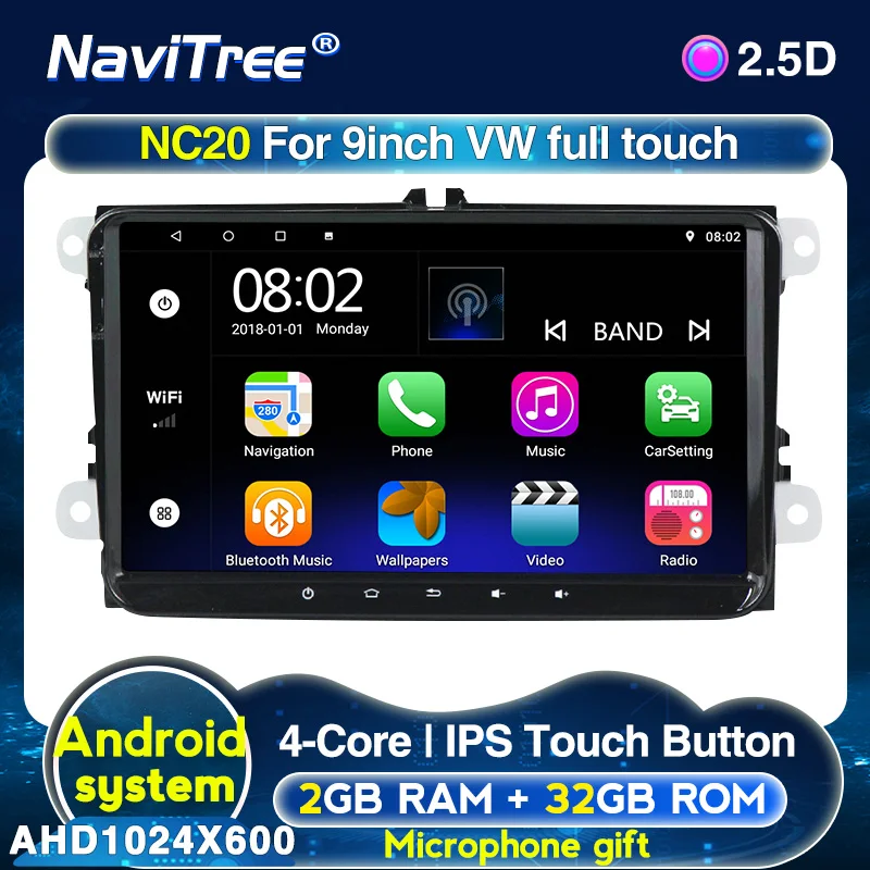 Автомобильный мультимедийный плеер с Android 2 Гб + 32 ГБ DVD для VW Volkswagen Golf Poloskoda Октавия