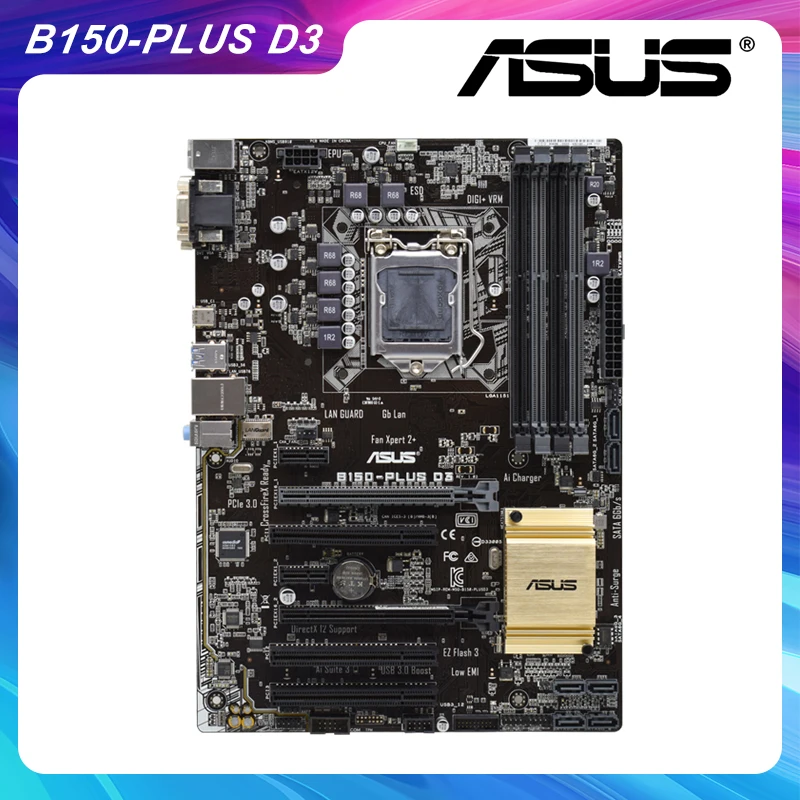 

ASUS B150-PLUS D3 Motherboard 1151 Motherboard DDR3 64GB 1866MHz Intel B150 Core i7 i5 i3 CPU PCI-E X16 VGA DVI SATA3 USB3.0 ATX