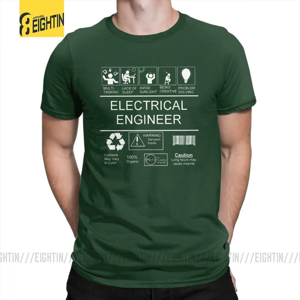 Forest Green Классические Забавные футболки с коротким рукавом с изображением инженера-электрика, вечерние мужские Забавные футболки с круглым вырезом, топы из чистого хлопка, футболки размера плюс - Цвет: Forest Green