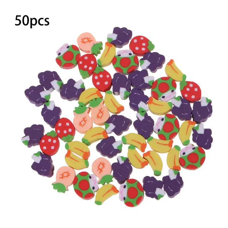 

50Pcs Cute Mini Fruit Rubber Pencil Eraser Children Creative Stationery Gift Toy
