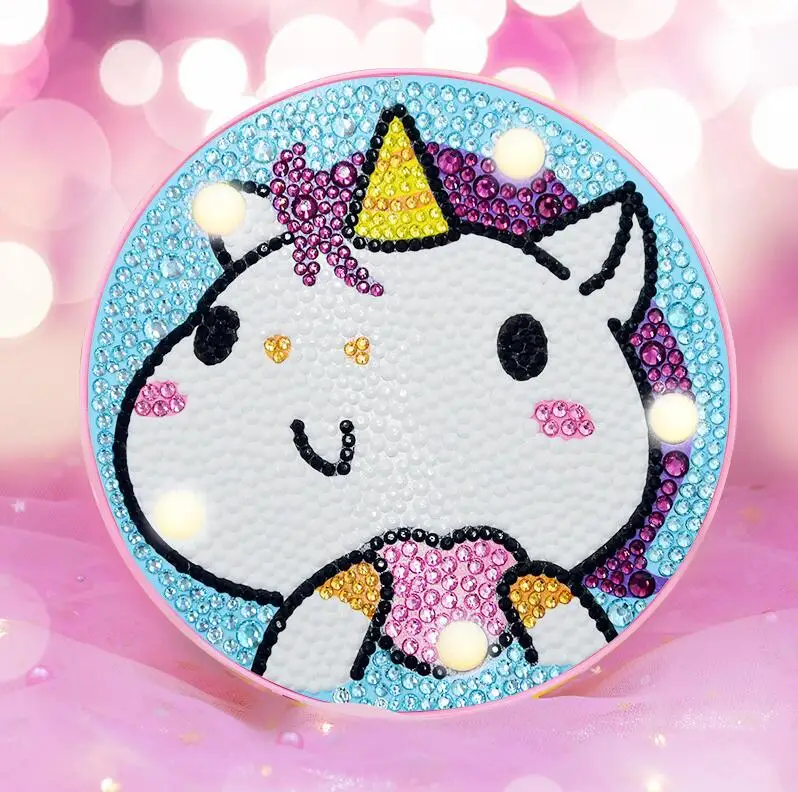 16x16x4.3mm Светодиодный ночник с милым животным, алмазным рисунком, полный светильник для детей, украшение Bedoom, вышитый светильник, подарок для рукоделия - Цвет: 16x16x4.3mm