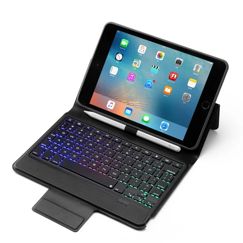 [Новинка] 4,0 Беспроводная bluetooth-клавиатура для iPad mini 4/5, кожаный чехол Премиум+ все в дизайне+ 7 цветов подсветки