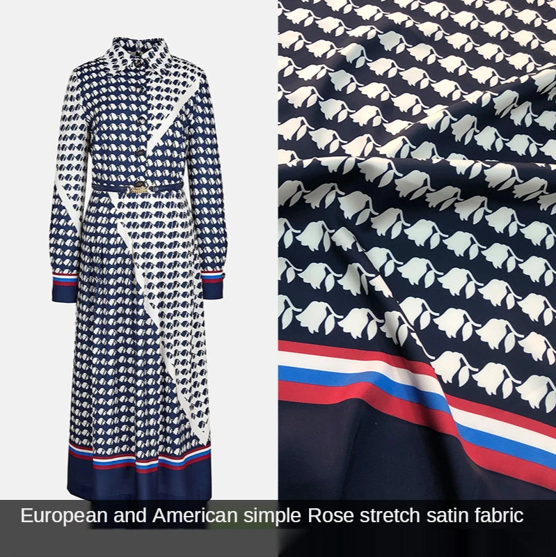 

Spring / Summer 2021 New European and American Brand Simple Rose Women 's Clothing Advanced Custom DIY Printed Fabric